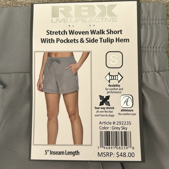 RBX Gray Woven Walk Shorts Size Small. NWT. - Picture 2 of 8